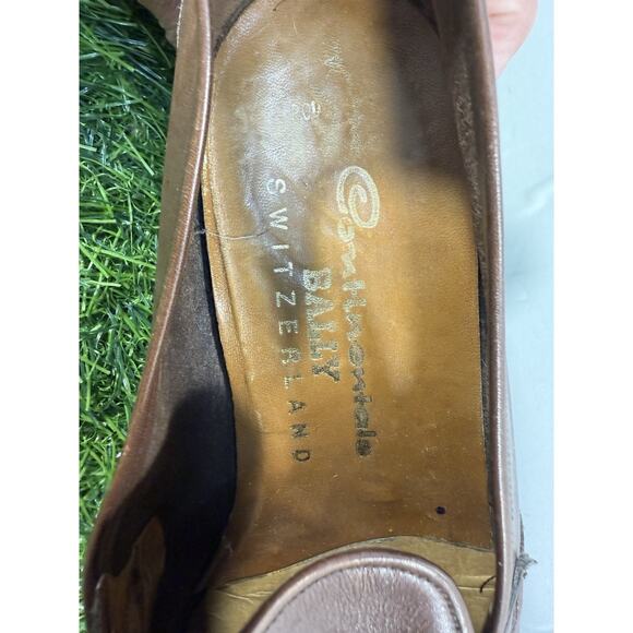 RARE Vintage Bally of Switzerland Brown Leather Slip On Loafers Shoes Mens 9 D main image 7
